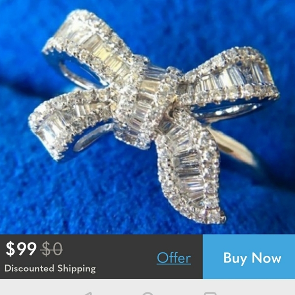 Blingin CZ's Bow Ring 925 - Picture 9 of 9